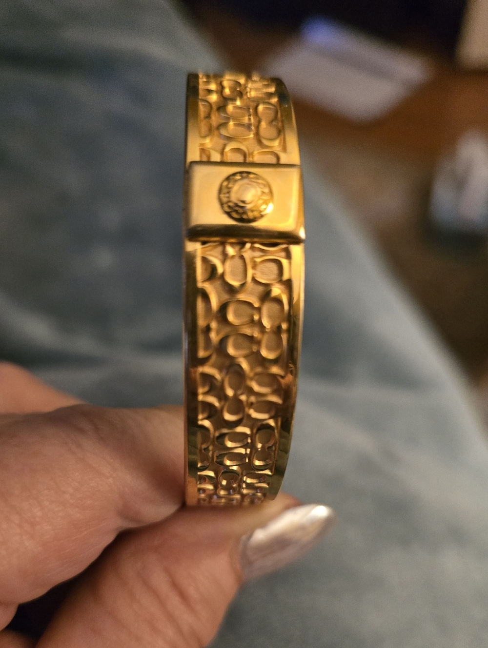 Coach Gold Signature Logo Bangle Bracelets